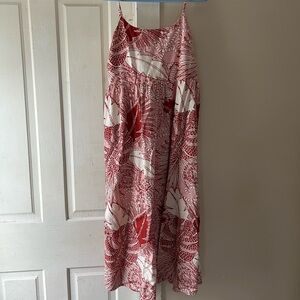 Red Tropical Patterned Dress